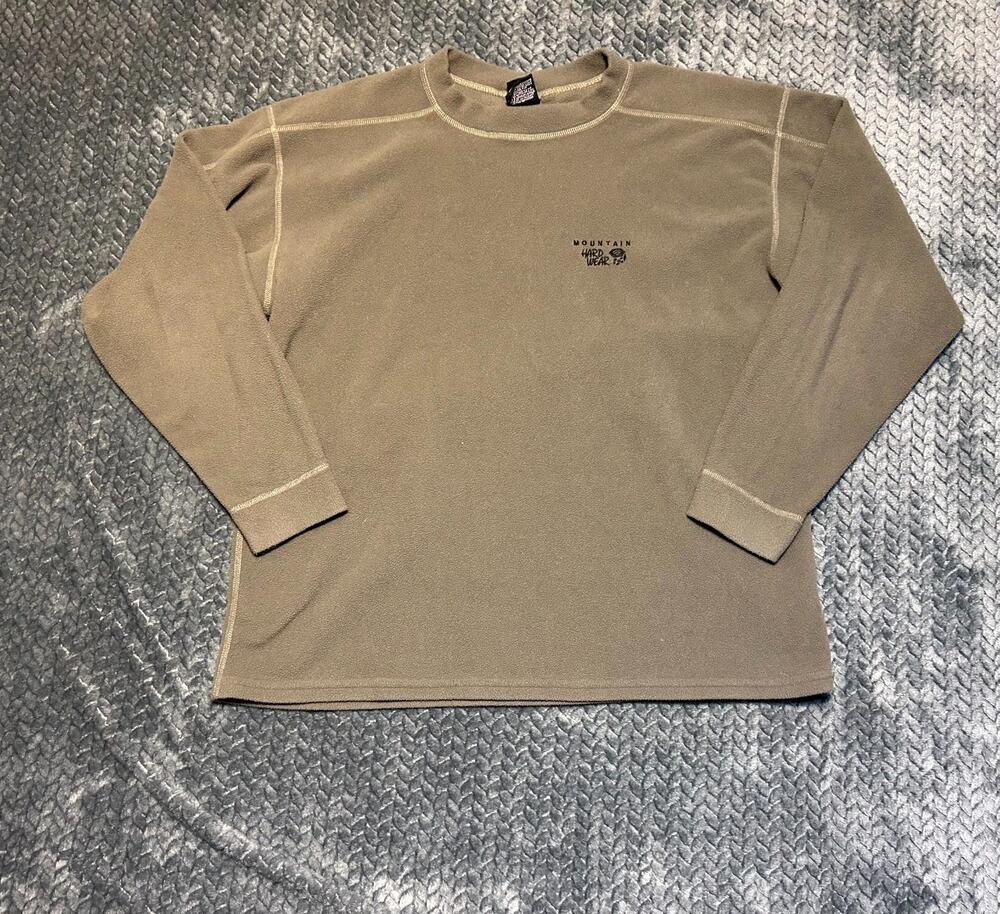 Mountain Hardwear Polartec Fleece Shirt Men's Medium Brown Long Sleeve Crew Neck